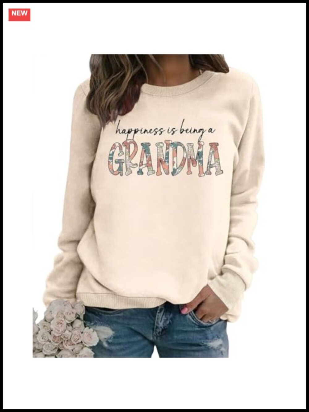 Women's Grandma Graphic Sweatshirt Cotton Blend Crew Neck Pullover Long Sleeve